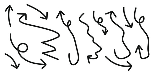 curved arrows collection, arrow set vector element design, curved line, wavy curved line 
