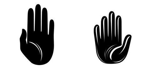 Icon of a hand with palm flat representing a stop sign for use on apps and websites