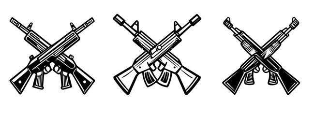 Machine guns like the Kalashnikov AK47 are a modern icon with crossed imagery