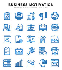 Set of Two Color Business Motivation Icons. Two Color art icon. Vector illustration