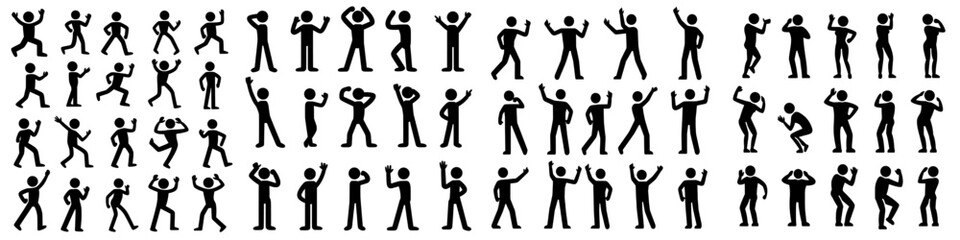 Fototapeta premium A set of stick figures in various poses, symbolizing a human
