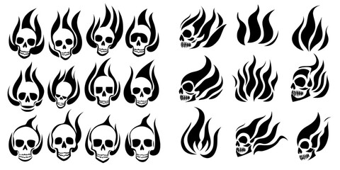 A collection of vinyl decorations for racing cars is shown isolated on a white background