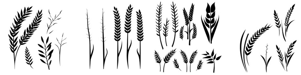 Modern icons are represented by silhouettes of black and yellow wheat ears