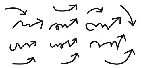 curved arrows collection, arrow set vector element design, curved line, wavy curved line 