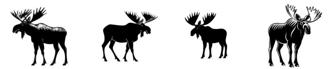 Moose depicted in a modern illustration with a black silhouette profile