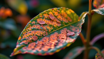 Fototapeta premium radiant leaf with luminescent chlorophyll glowing in soft peach tones