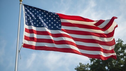 Obraz premium American Flag Waving in the Breeze A Symbol of Freedom and Patriotism