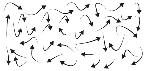 curved arrows collection, arrow set vector element design, curved line, wavy curved line 