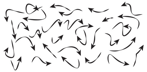 curved arrows collection, arrow set vector element design, curved line, wavy curved line 