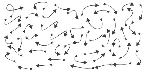 curved arrows collection, arrow set vector element design, curved line, wavy curved line 