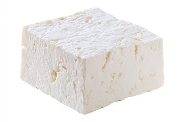A block of creamy white feta cheese, ready to be crumbled and enjoyed.