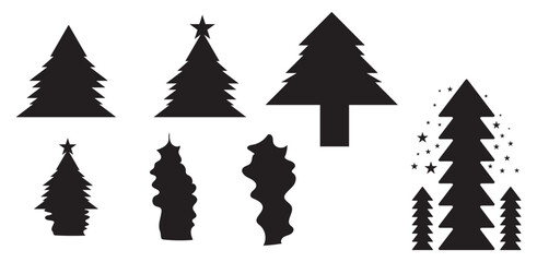 Obraz premium set of christmas trees, cristimas vector element collection, 
