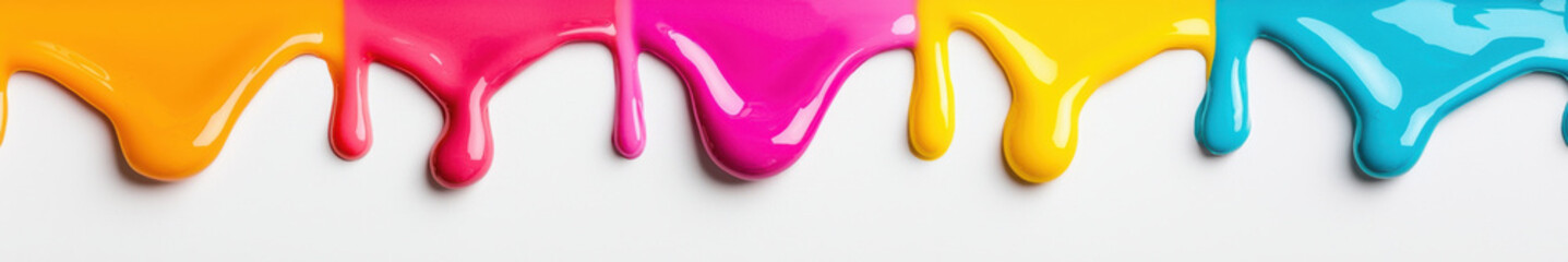 Colorful liquid paint drips create vibrant artistic effect