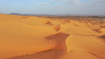 amazing Landscapes from Moroccan Sahara Desert , Merzouga dunes and volcanos mountains,camel in desert