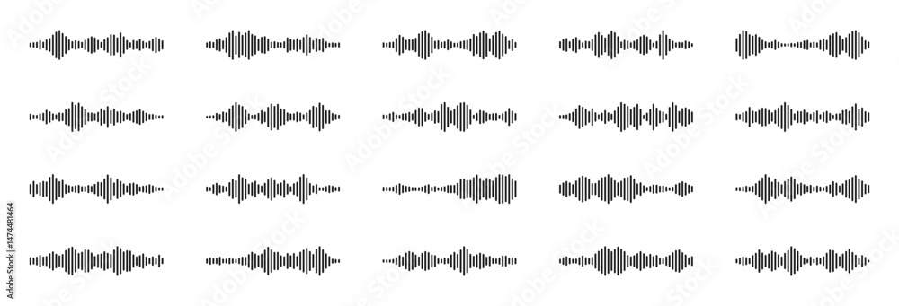 Aufkleber voice message sound waves vector collection. audio signal symbol set.