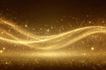 Obraz premium Golden wave of glittering particles. A smooth, flowing golden effect, with a gentle glow