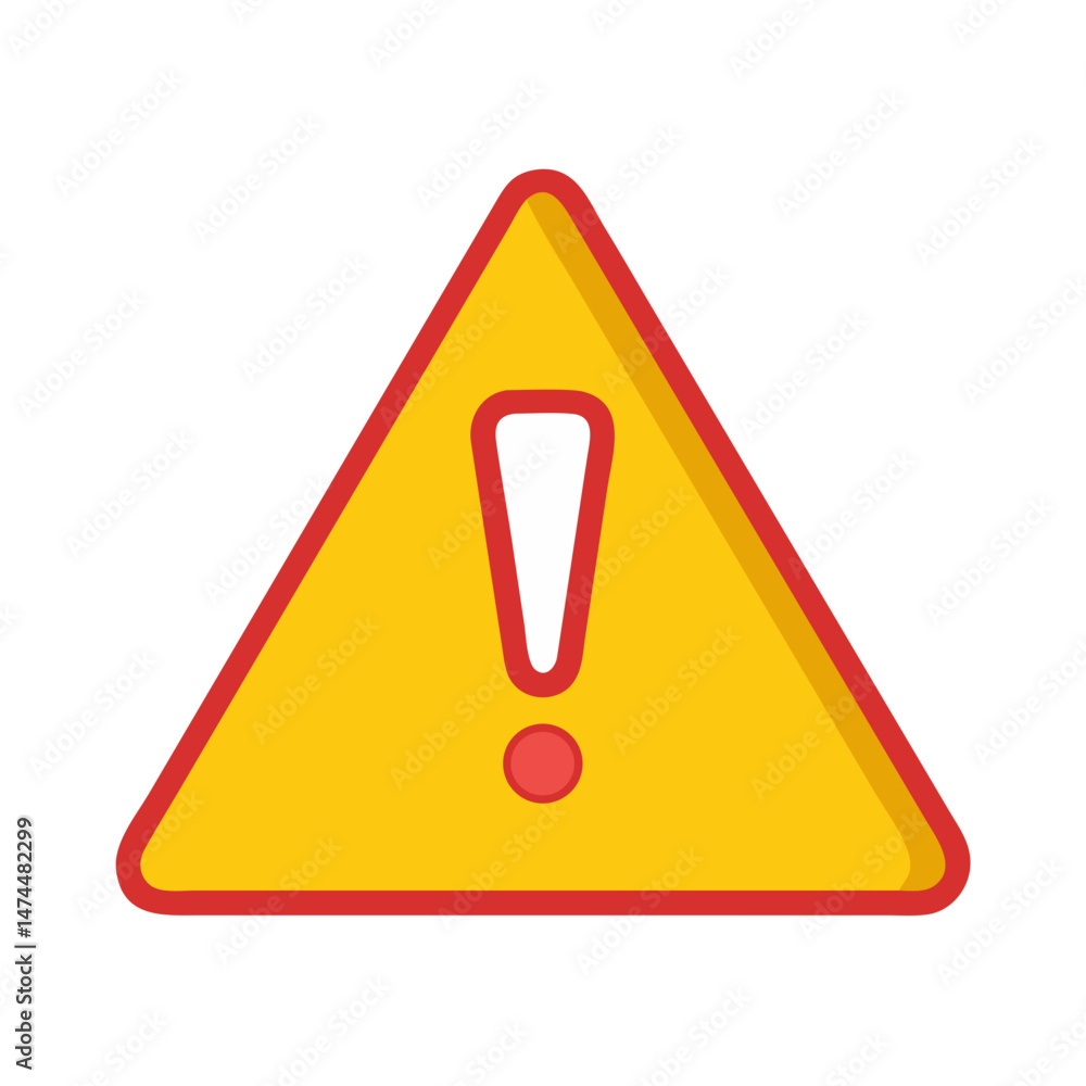 Aufkleber vector illustration of a caution warning sign with an exclamation mark in a bright color scheme