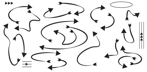 curved arrows collection, arrow set vector element design, curved line, wavy curved line 