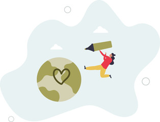 Sustainable lifestyle concept character taking care of nature. character life .