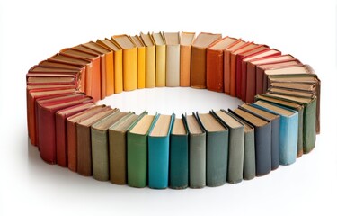 Obraz premium Books in circle various colors reading concept