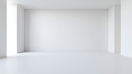 Fototapeta premium A large, empty room with white walls and a white floor