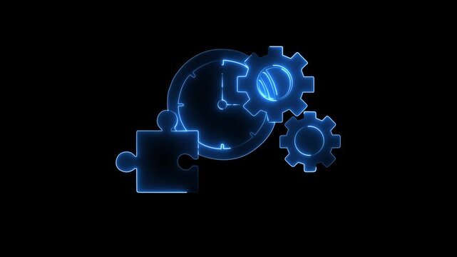 Glowing Neon Engineering Icon Isolated, Technical and Mechanical Design Symbol, Video Motion seding       ghori icon.