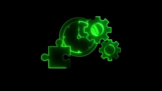 Glowing Neon Engineering Icon Isolated, Technical and Mechanical Design Symbol, Video Motion seding       ghori icon 