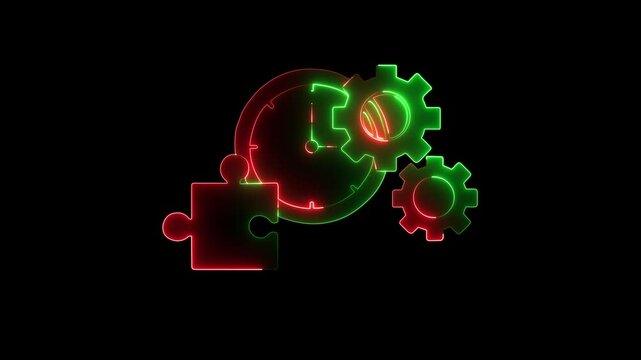 Glowing Neon Engineering Icon Isolated, Technical and Mechanical Design Symbol, Video Motion seding       ghori icon animation video .
