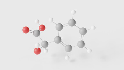 mandelic acid molecule 3d, molecular structure, ball and stick model, structural chemical formula exfoliating agent