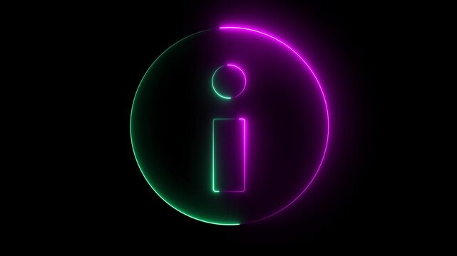 glowing Help desk icon animation video on a black  backgorund glowing neon icon.

