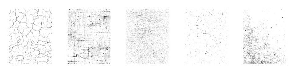 Grunge texture pattern vector set. Rough distressed texture background elements