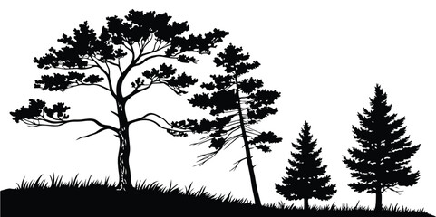 Silhouette of trees vector art