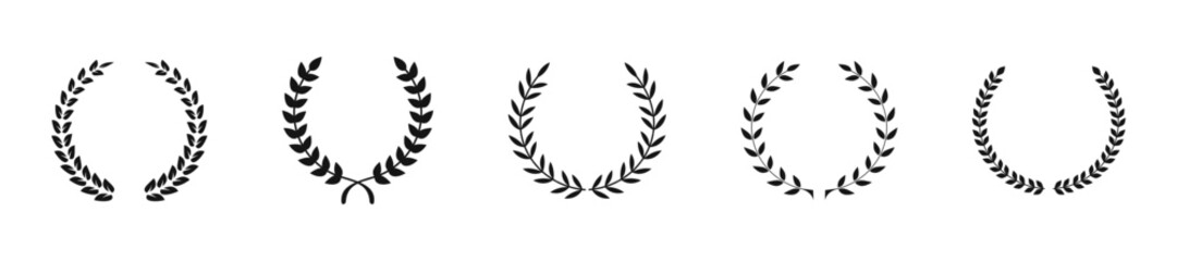 Laurel wreath vector royal symbol vector set. Classic laurel wreaths for awards and honors