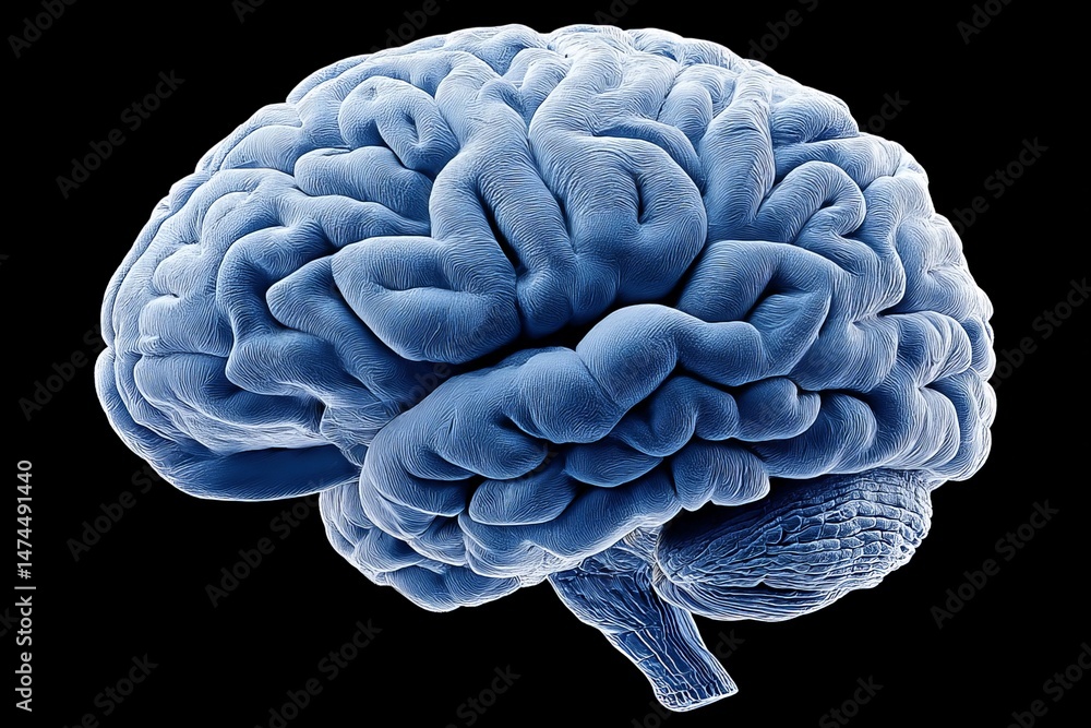 Aufkleber detailed illustration of a human brain showcasing its intricate structure and neural connections in 