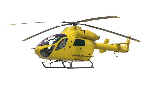 3D Realistic Helicopter Isolated on Transparent Background 