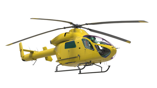 3D Realistic Helicopter Isolated on Transparent Background 