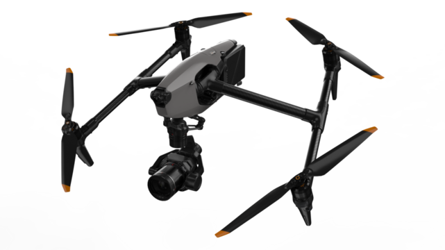 3D Realistic Pro Drone Isolated on Transparent Background.