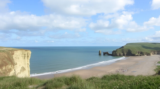 Cliffs and beach at Blackhall Rocks and Cromdon Dene Beach
