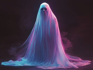 Spectral figure shrouded in a translucent, glowing veil