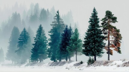 a white background with a row of pine trees on it.stock image