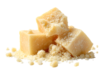 Fresh parmesan cheese block isolated on white background for cooking and grating