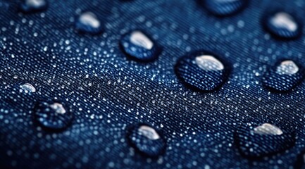 Water droplets on dark blue fabric (1)