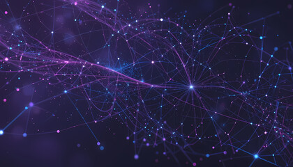 Abstract network glowing nodes digital connection futuristic technology