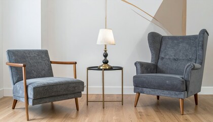 Cozy Living Room Design with Stylish Gray Chairs and Table