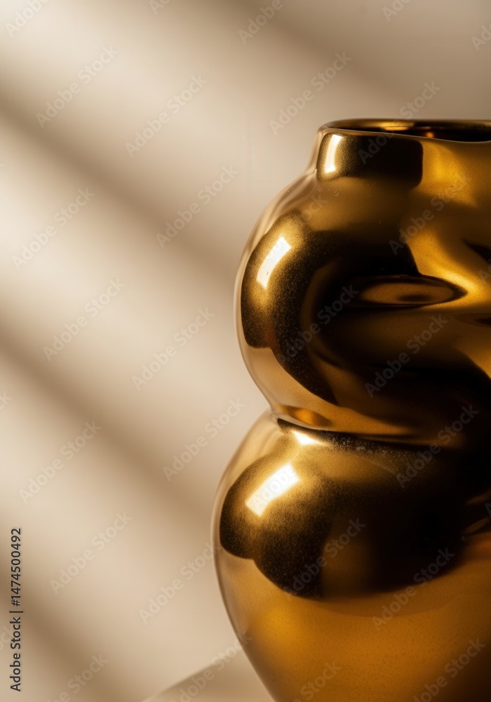 Poster modern abstract golden vase with soft light and shadows in minimalist setting