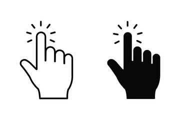 Obraz premium Hand cursor icon set, pointer finger, click gesture, vector illustration art