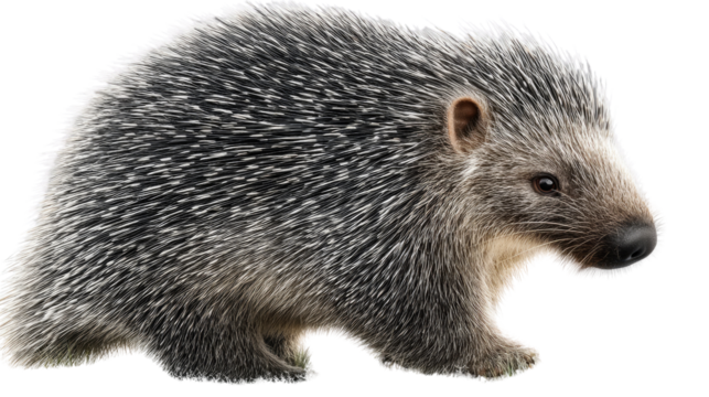 A Curious Quill: A captivating image of a hedgehog with a dense coat of sharp quills, captured in high-definition, showcasing its unique characteristics and captivating features.