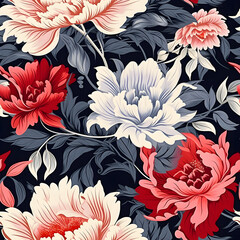 Romantic Flowers Seamless Pattern – Blush & Sage Green Floral Background