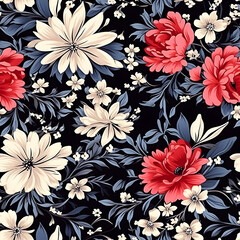 Romantic Flowers Seamless Pattern – Blush & Sage Green Floral Background