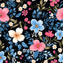 Romantic Flowers Seamless Pattern – Blush & Sage Green Floral Background
